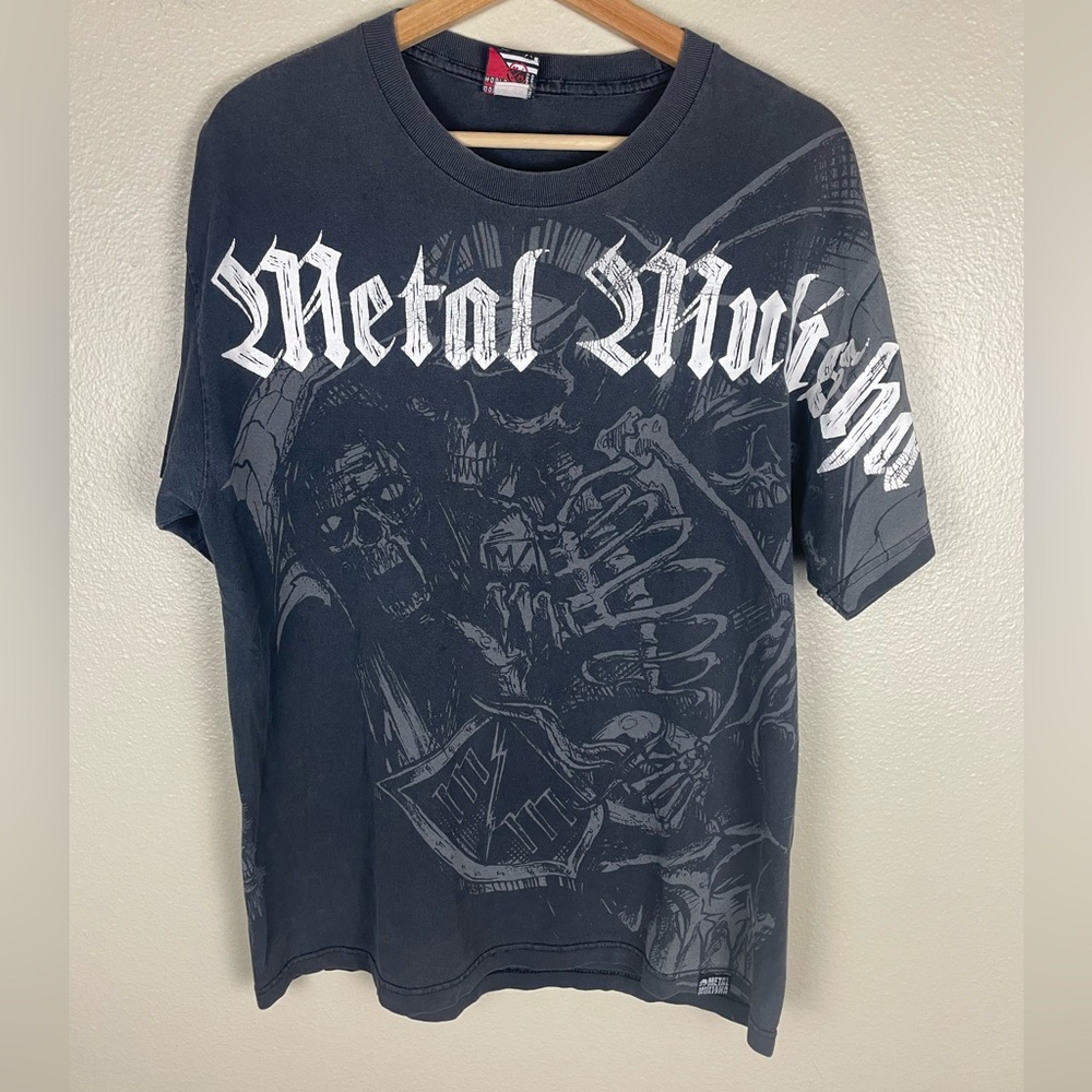 Vintage Metal Mulisha Shirt Skull Y2K LARGE AOP